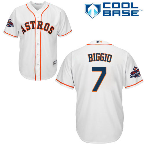 Astros #7 Craig Biggio White New Cool Base World Series Champions Stitched MLB Jersey - Click Image to Close